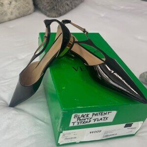 Bottega Veneta  T-Bar Pointed Toe Patent Leather Ballerina Flat - Brand New